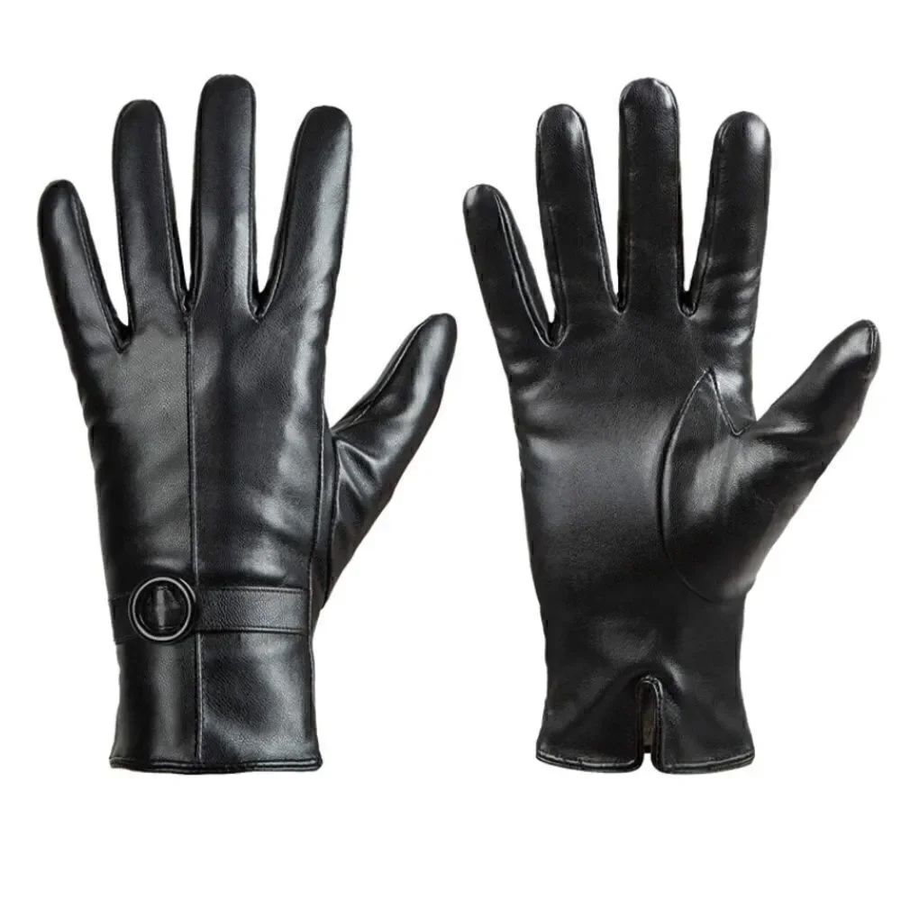 Winter Leather Gloves Black
